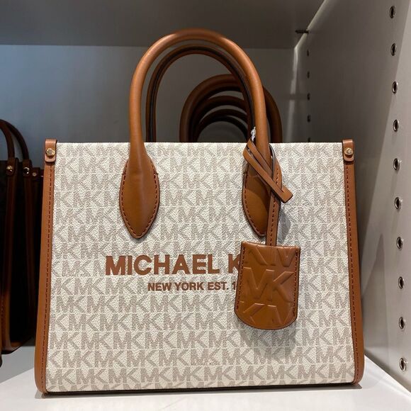 MICHAEL Michael Kors Handbags - Michael Kors Mirella SM Shopper Vanilla Messenger Shoulder Xbody Purse Logo